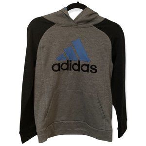 ADIDAS | Kid's | Gray & Charcoal Hooded Sweater w/ Front Pocket | M (10-12)